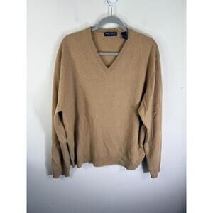Grant Thomas Tan V Neck Long Sleeved Sweater Two Ply Cashmere XL